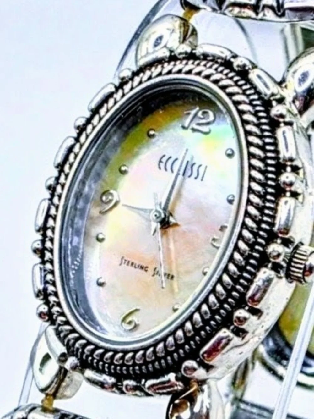 Sterling Silver- Precious Stones Women's Bracelet Watch